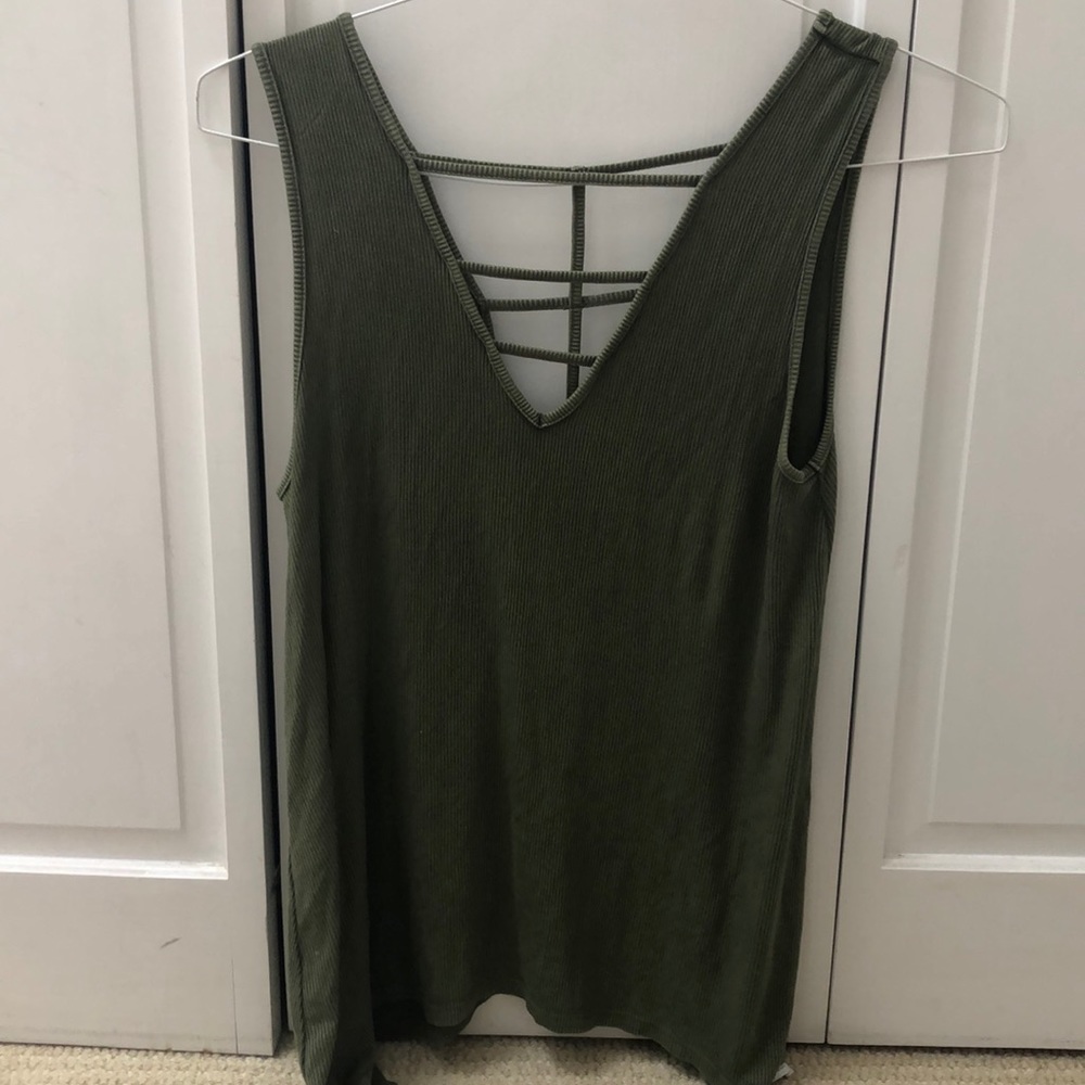 Green American Eagle Ribbed Tank Top